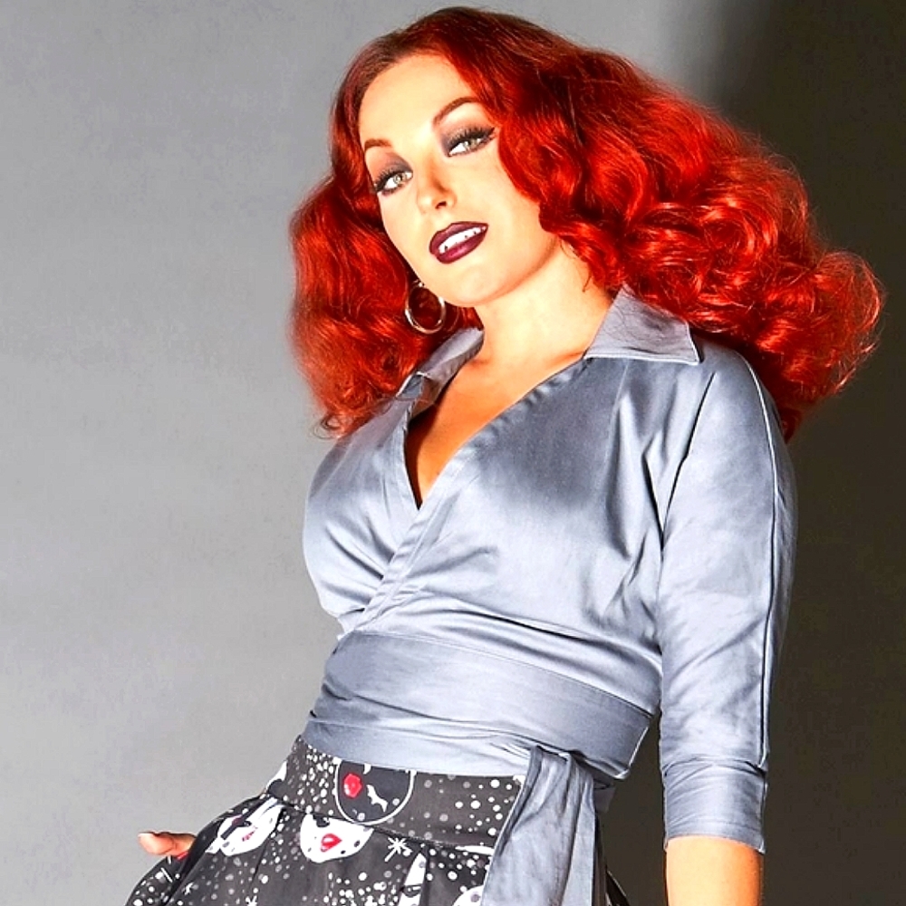 Pinup Couture Silver Wrap Blouse